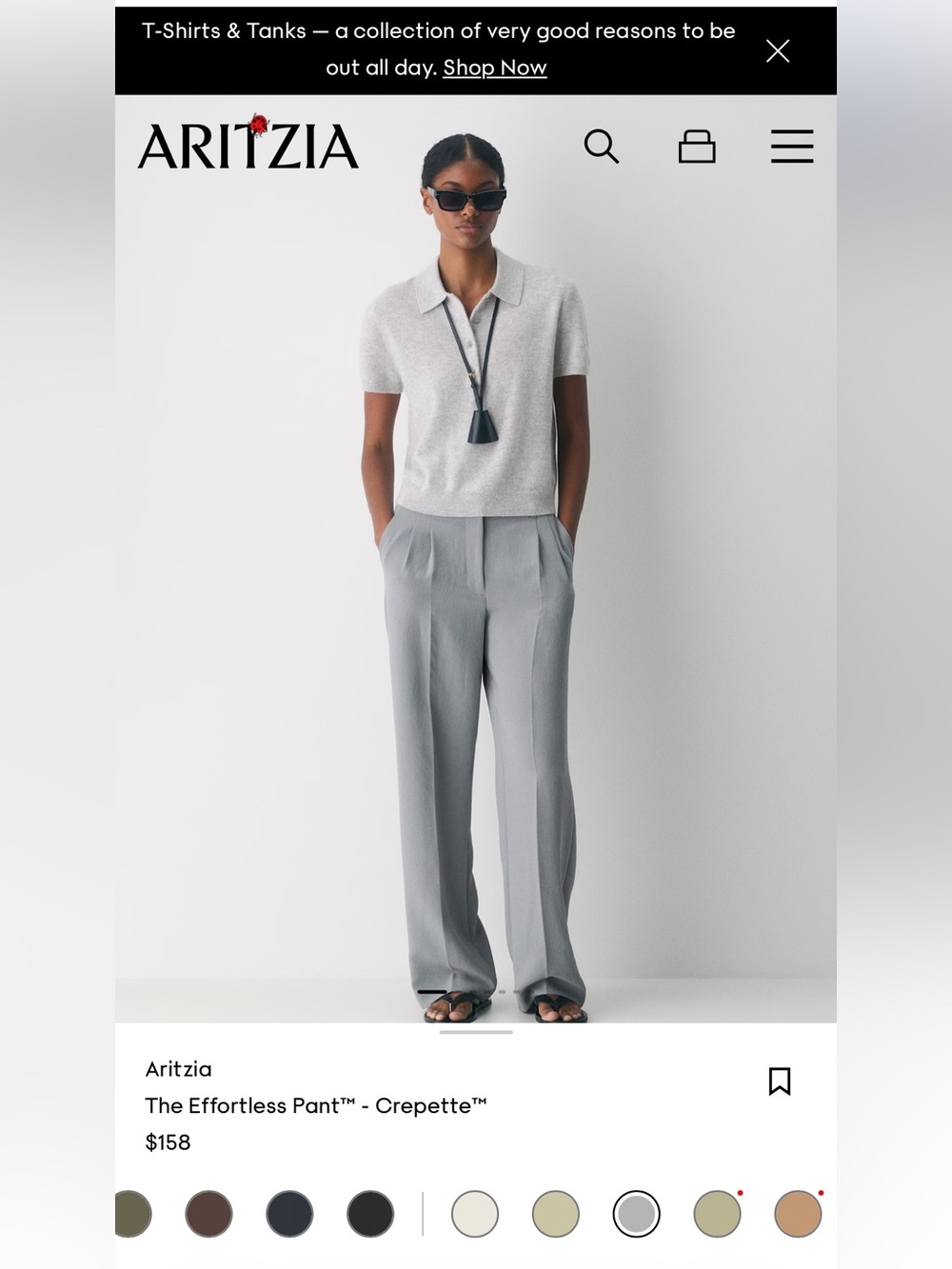 Aritzia Effortless Pants Riverstone Grey Size 10